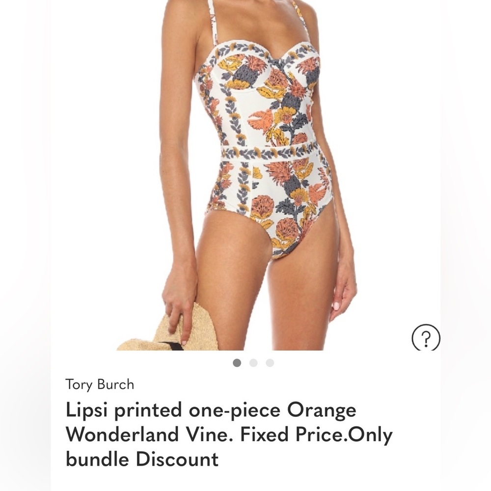 Tory Burch Floral Embroidered One Piece - White, Yellow, Orange, Gray